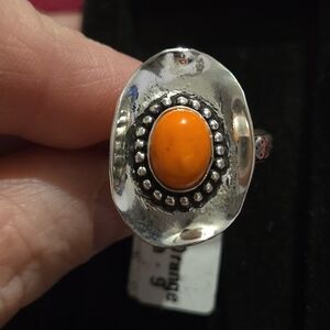 Spiny Orange Cowboy Hat Ring — Size 9